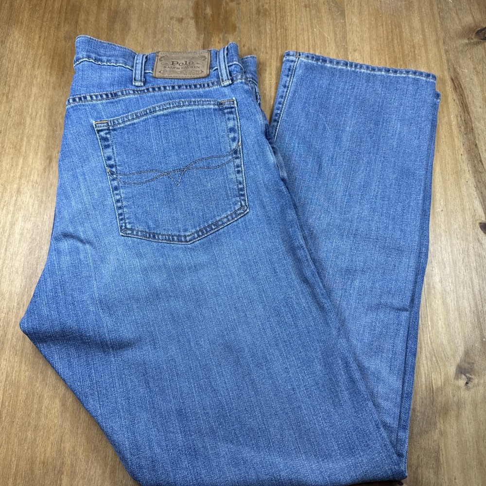 Polo Ralph Lauren Varick Slim Straight Jeans Mens 38x32 Blue Denim Casual
